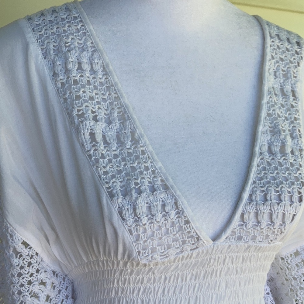 Abercrombie & Fitch White Boho Flutter Top Xs / S - image 5